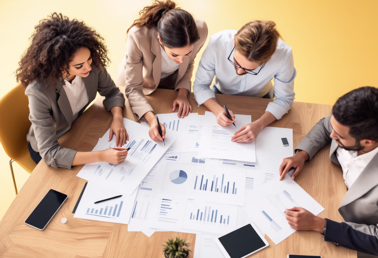 image of financial reports being reviewed